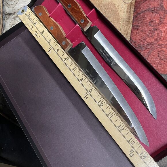 Maxam Stainless Steel Knife Set 9" Chef and 8" Carving Set Made in Japan Vintage - Picture 3 of 10